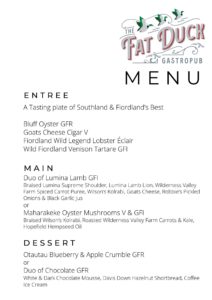 Fat Duck menu updated SD 212x300 - Street Dine Fiordland