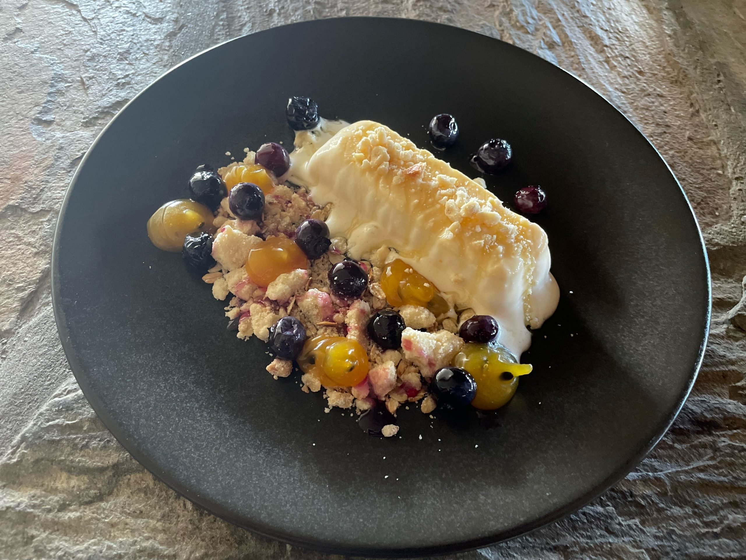 fat duck dessert2 scaled - Kiwi Saffron Honey Semifreddo - Murihiku on a Plate